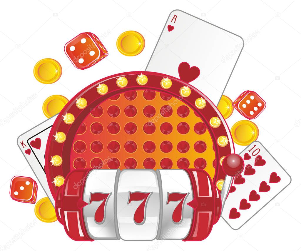 many different tools of casino on a white background