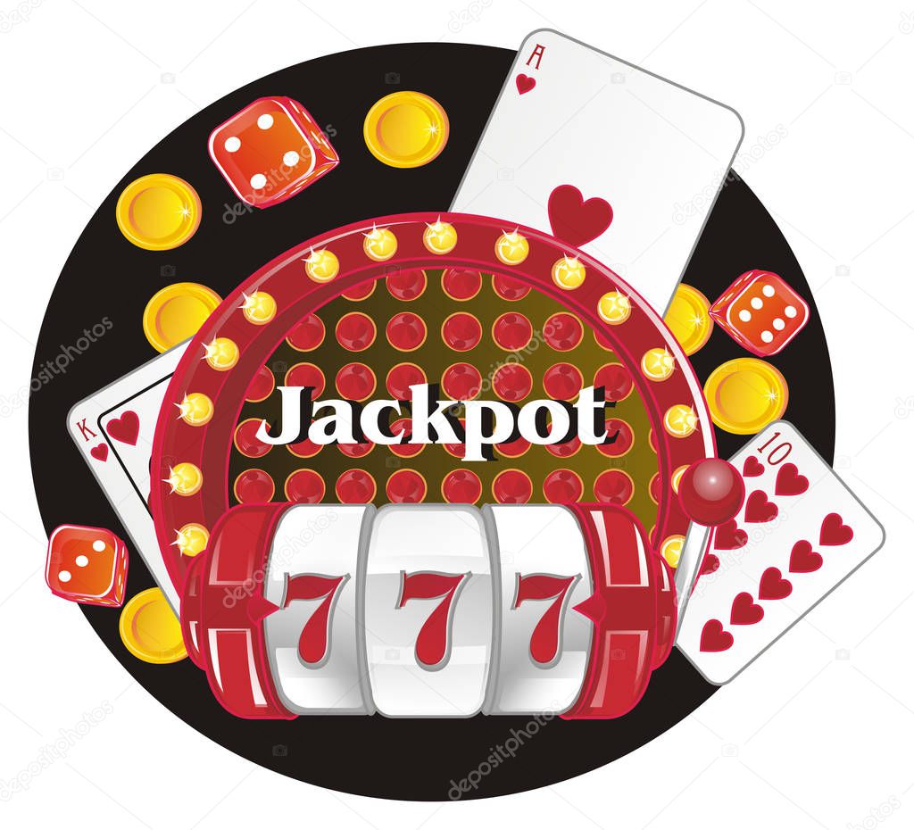 symbols of slot and casino on black background