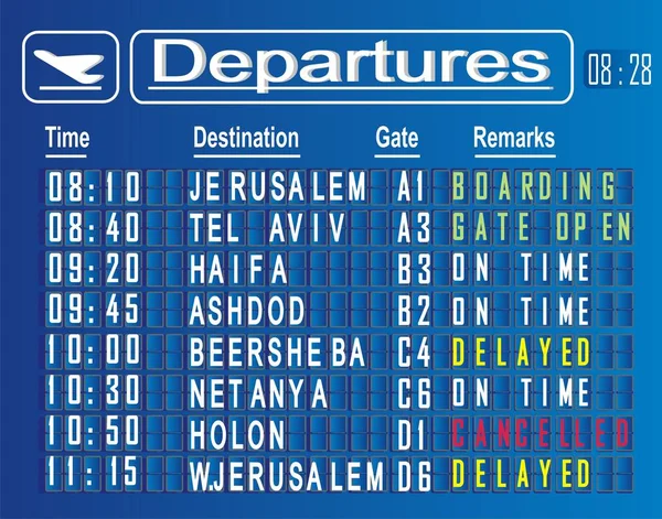 Board Airport Departures Cities — Stock Photo, Image