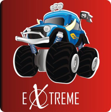 Kırmızı arka planda canavar kamyon