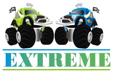 Mektuplu iki canavar kamyon.