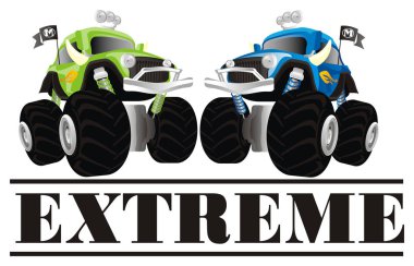 Mektuplu iki canavar kamyon.