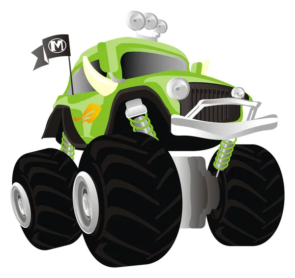 Een Groene Monster Truck Staan — Stockfoto