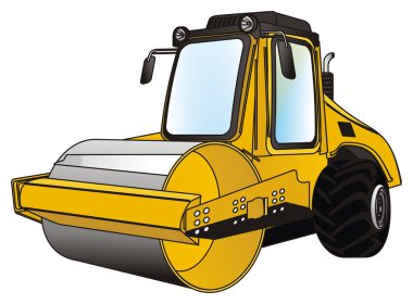 Siyah çizgili sarı yol silindiri
