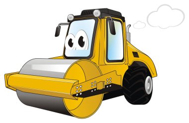 Dumanlı komik yol silindiri