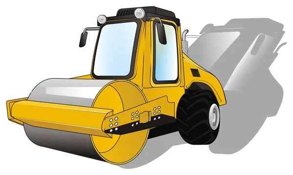 Yellow Road Roller Gray Shadow — Stock Photo, Image