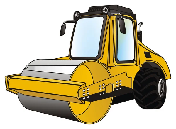 Yellow Road Roller Black Lines — Stock Photo, Image