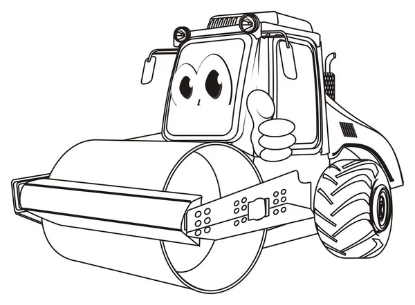 Kleur Grappige Road Roller Met Gebaar — Stockfoto