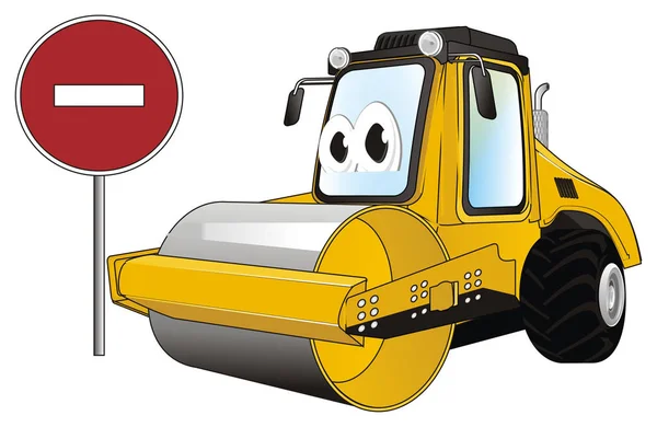 Αστείο Road Roller Κόκκινο Ban — Φωτογραφία Αρχείου