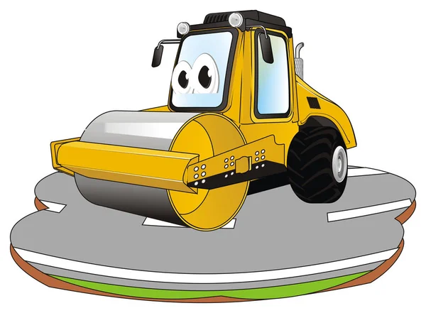 Funny Road Roller Stand Asphalt — Stock Photo, Image