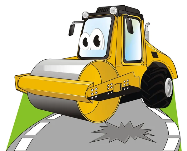 Grappige Road Roller Staan Pit — Stockfoto
