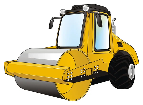 One Yellow Road Roller Stand — Stock Photo, Image