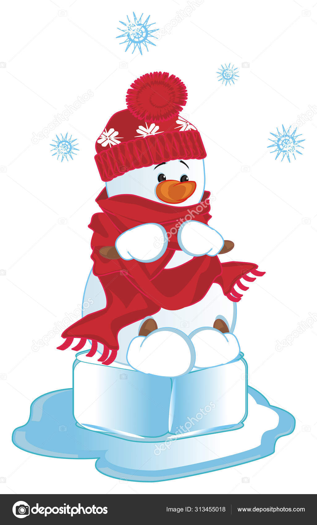 Snowman Winter Time Ice Cube Stock Illustration by ©tatty77tatty #313455018
