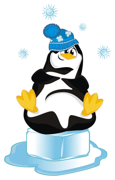 Pinguim Sorridente Chapéu Azul — Fotografia de Stock