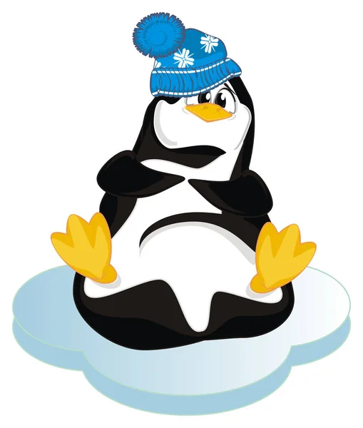 funny penguin in blue hat