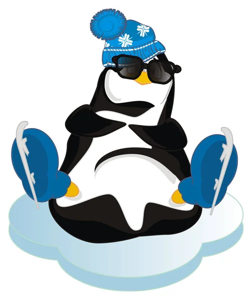 Pingvin Skridskor Med Svarta Solglasögon — Stockfoto