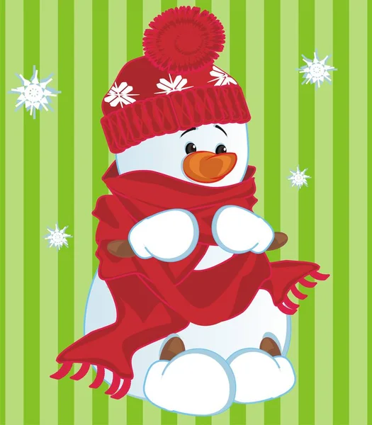 Leuke Sneeuwpop Winter Rode Kleren — Stockfoto