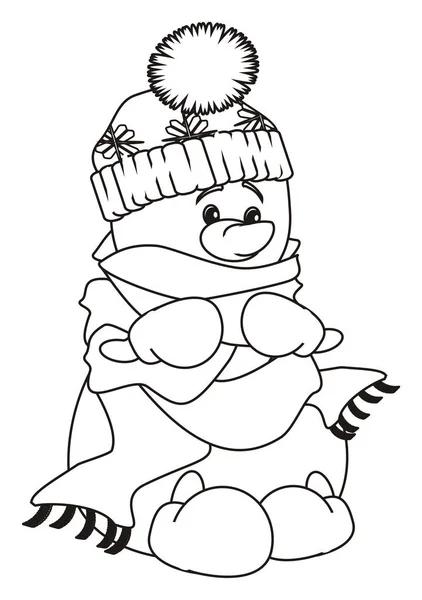 Розмальовка Сніговик Теплому Одязі — стокове фото