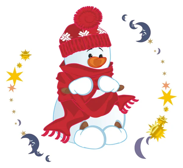 Sneeuwpop Met Vele Symbolen Van Hemel — Stockfoto