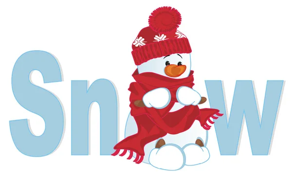 Leuke Sneeuwpop Woord Sneeuw — Stockfoto