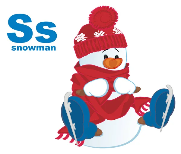 Soort Sneeuwpop Blauwe Schaatsen — Stockfoto