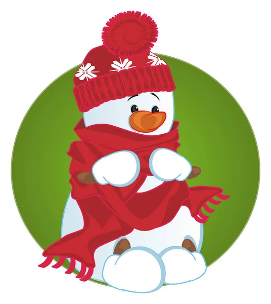 Snowman Red Clothes Green Icon — Stock Photo, Image