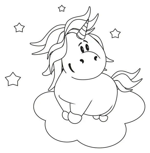 coloring unicorn on cloud with the stars