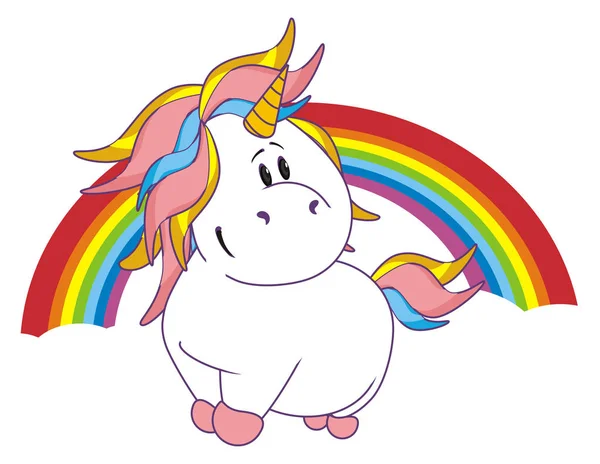 funny unicorn with large rainbow