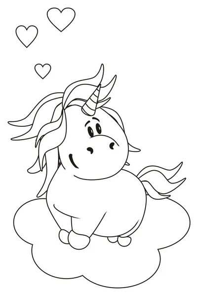 coloring unicorn with cloud and hearts