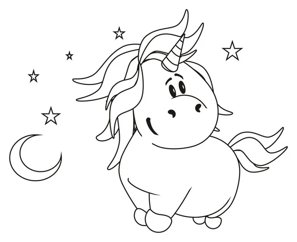 coloring unicorn with moon and stars