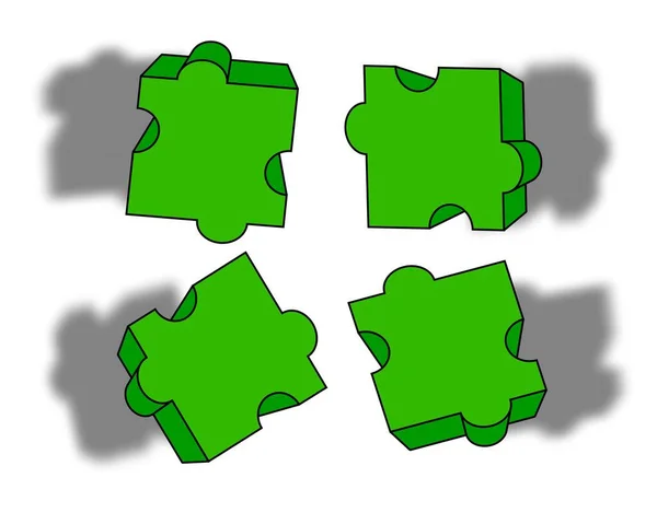 Vliegende Schone Groene Puzzelstukjes — Stockfoto