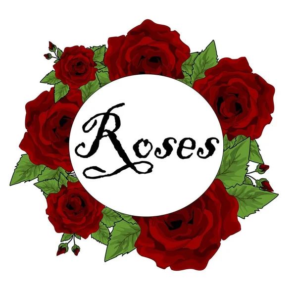 红玫瑰花束 带有图标 — 图库照片