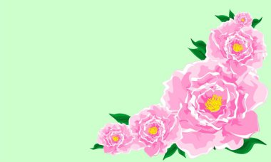 yeşil arkaplan ve pembe önlüklerin dalı