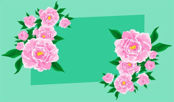 Ветвь Розового Пиона Зеленой Бумаге — стоковое фото
