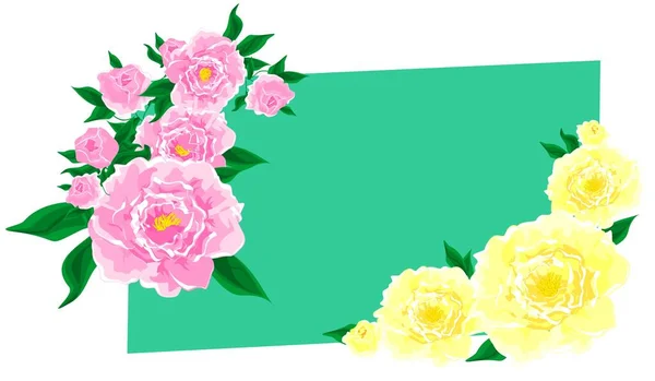 色のついた牡丹の花束付きのカード — ストック写真