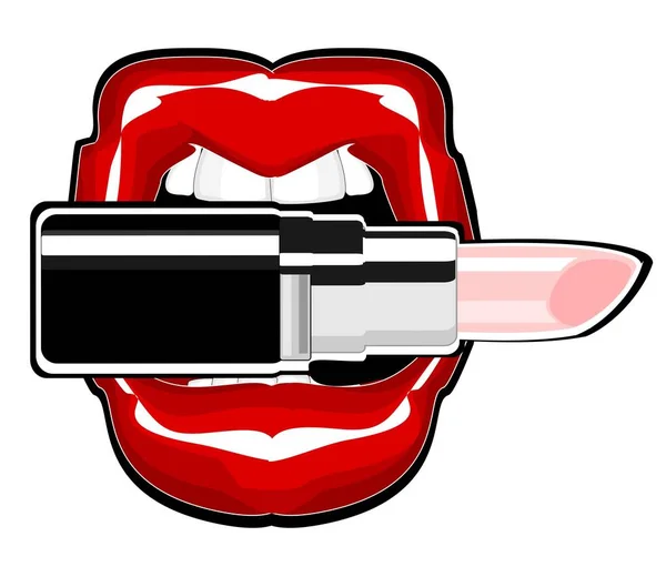 Open Mouth Red Lipstick Pink Lipstick — Stock Photo, Image