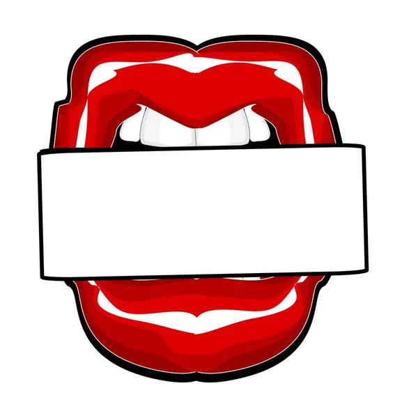 open mouth with red lipstick and clean banner