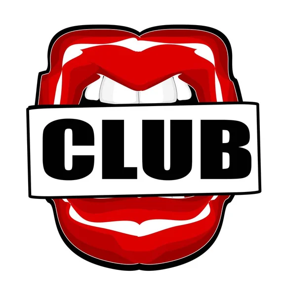 Open Mouth Red Lipstick Word Club — Stock Photo, Image