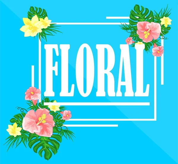 Tarjeta Con Flores Palabra Floral — Foto de Stock