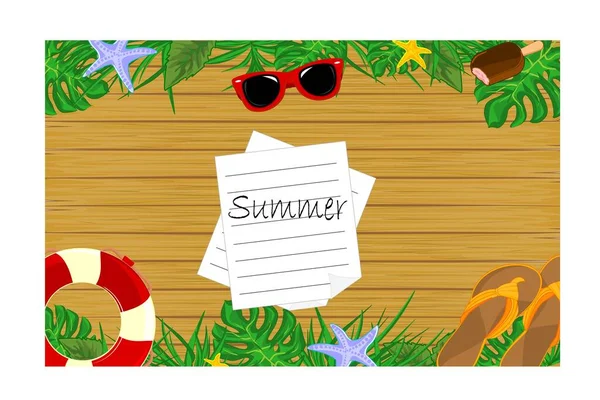 Papiere Und Symbole Der Sommerzeit — Stockfoto