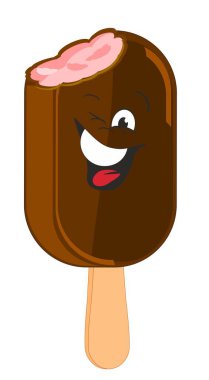 Gülümseyen ve lezzetli çikolatalı dondurma 