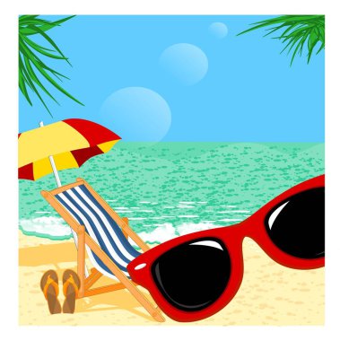 Güneş gözlüğü ve tatil sembolleri