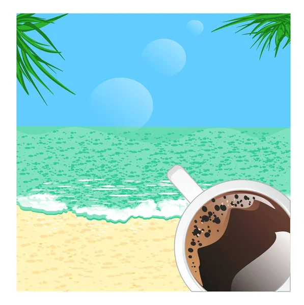 Kaffee Trinken Strand — Stockfoto