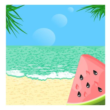 Kumsal ve karpuz ile güneşli bir gün