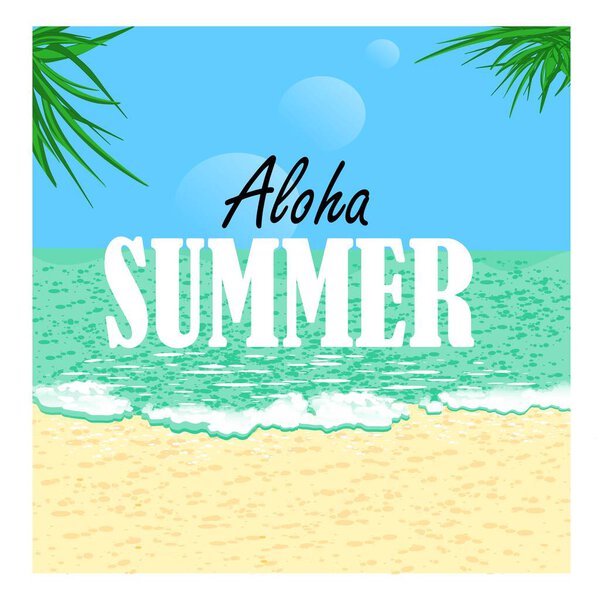 ocean with waves and aloha summer