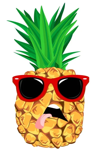 Tired Pineapple Sunglasses Show His Tongue — Stock Photo, Image