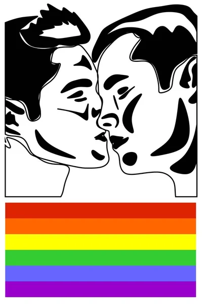 Beijando Gays Bandeira Lgbt — Fotografia de Stock