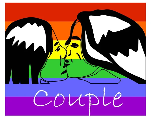 Kissing Lesbians Couple Lgbt Flag — Stock Photo, Image