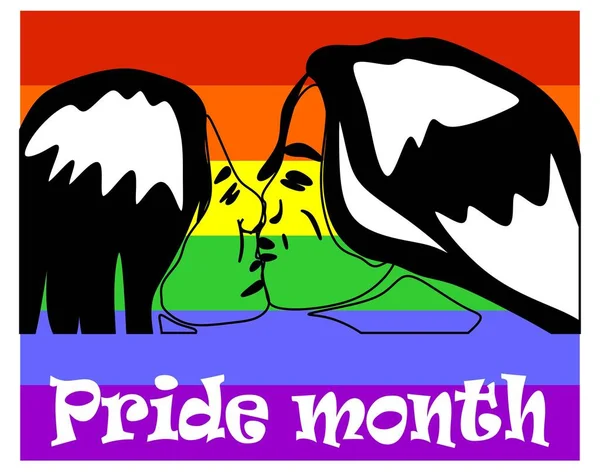 Lgbtの旗やプライドの月にレズビアンにキス — ストック写真
