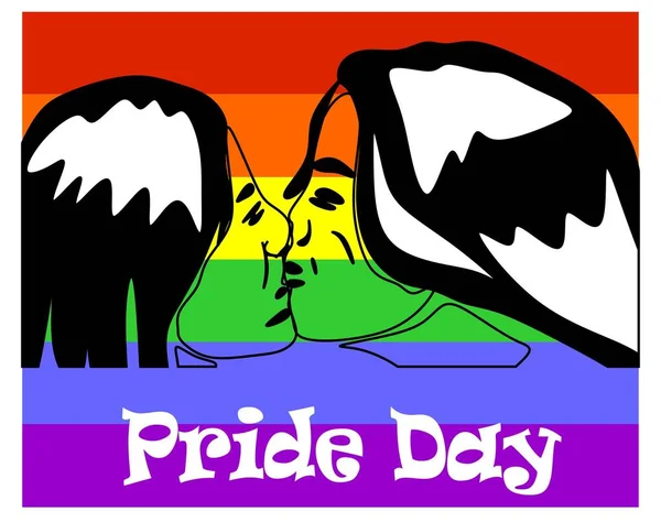 Lgbtの旗やプライドの日にレズビアンにキス — ストック写真